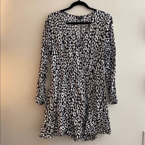 Express long sleeve v-neck cheetah print dress